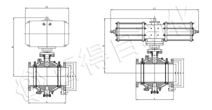氣動固定球閥安裝尺寸圖