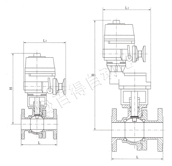 電動(dòng)O型球閥安裝尺寸圖
