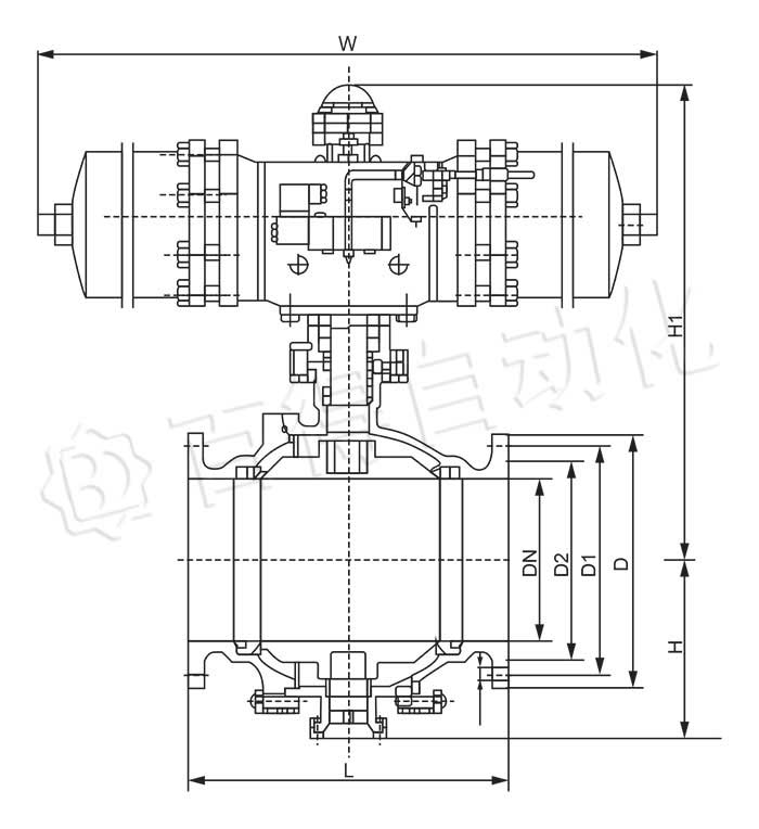 氣動(dòng)不銹鋼球閥結(jié)構(gòu)圖